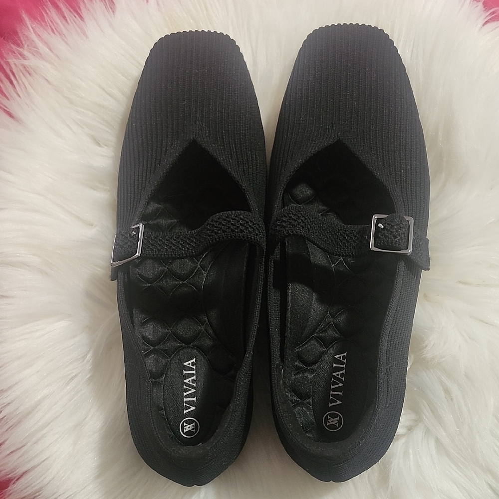 Vivaia Margot Women's Black Mary Jane Shoes Buckle Ballet Flats